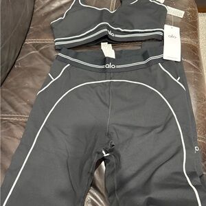 ALO Yoga Black Jumpsuit with White Accents